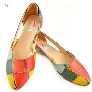 Goby Colored Stones Ballerina Shoes, High Quality Vegan Leather, Size 39, US 8